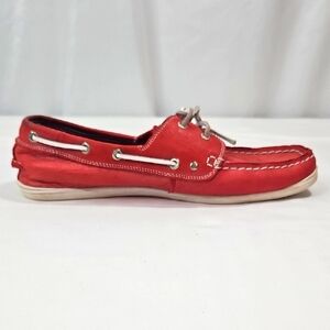 Nautica Red Leather Boat Shoes Size 9